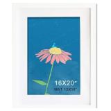 16x20 Frame White Solid Wood With Mat 12x16 Wall P
