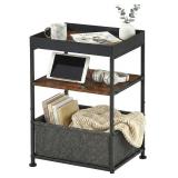 Industrial Narrow Side Table with Storage, 3 Tier