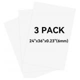 3 Pack White Foam Board 24"x36", 0.23" Thick Fo