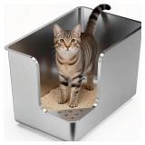 Stainless Steel Litter Box 11.8" High-Side, XL Me