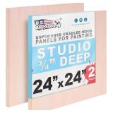 U.S. Art Supply 24" x 24" Unfinished Cradled Woo