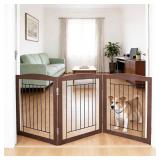 ZJSF Freestanding Foldable Dog Gate for House Extr