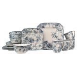 222 Fifth Adelaide Blue 16-Piece Floral Porcelain