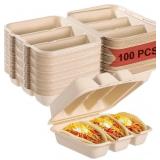 100 PCS Taco Plates Disposable with Lid 8.4 * 7.1