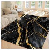 Marble Rugs for Living Room: 6x9 Feet Abstract Bla