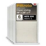 Filtrete 14x24x1 Air Filter, MPR 300, MERV 5, Clea