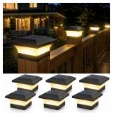 T-SUN 4X4 Solar Post Cap Lights, 6 Pack Warm White