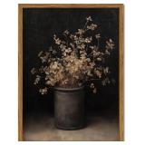 Framed Vintage Floral Wall Art, Rustic Dark Moody