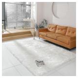 linmopm Faux Fur Rug White Sheepskin Shag Fluffy F