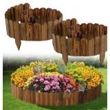 Wooden Garden Edging - 2pcs 7.9ft x 8in Weather-Re