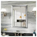 22x30 Inch Brushed Silver Bathroom Mirror for Wall