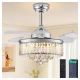 DuMaiWay 48" Dimmable Fandelier Crystal Ceiling F