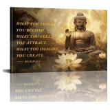PLIDAAYO Golden Buddha Canvas Wall Art Lotus Medit