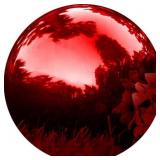 10 in Gazing Ball,Red Stainless Steel Mirror Globe