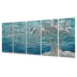 BATRENDY ARTS Blue Metal Tree Wall Art Silver Coco