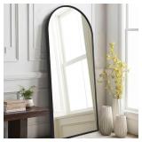 Black Arched Full Length Mirror, 48"x16" Wall Mo