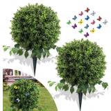 28" Artificial Boxwood Ball Bush, UV Resistant To