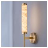 Modern Alabaster Wall Sconce, 18.9" Brass Wall Mo