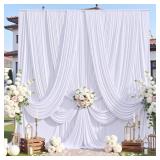 60ftx12ft Wrinkle Free White Backdrop Curtain for