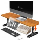 Wooden Monitor Stand Riser for Desk,Adjustable Hei