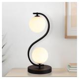 Modern Black S-Shaped Table Lamp 2-Lights Globe Gl