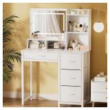 Kitsure Vanity Desk with Mirror and Lights - Large