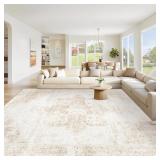 Area Rug 9x12 Washable Rug, Vintage Boho Medallion