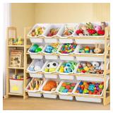 Kids Toy Storage Organizer with Bookshelf   Wooden