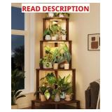 Bamworld Corner Plant Stand with Grow Lights 4-Tie