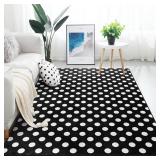 ALAZA White Black Polka Dot Area Rug Rugs for Livi