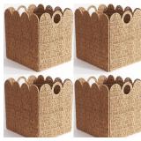 Scalloped Wicker Storage Cubes Basket, 12"x12" H