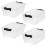 IRIS USA 4-Pack Storage Bins with Lids, 13 Quart,