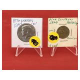 2 pc -1976 Kennedy Filled D Half Dollar & Centavo