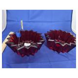 2 - Red Crystal Waterford Bowls