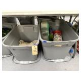 2 Plastic Bins w/Rope Lights - Glass Ornaments