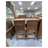 Pair Marble Topped Night Stands 16"x16"x33"H