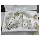 Porcelain Santa w/Reindeer Figures
