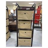 4-Tiered Rolling Metal Shelf w/Cloth Baskets