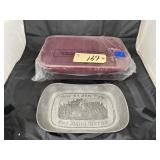 Metal Bread Tray & Lidded Glass Casserole Dish