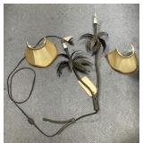 Metal Beach Themed Lamp w/Half Shades