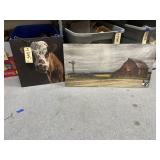 Metal Cow Pic & Wood Farmhouse Pic