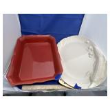 Porcelain Serving Tray & Large Casserole Dish