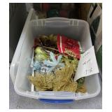 Assorted Holiday Dï¿½cor in Plastic Bin w/Lid