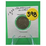 1952-S Jefferson Nickel Fine