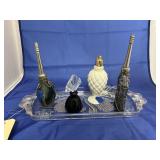 Clear Glass Vanity Tray - Atomizer - Glass Bottles