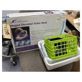 5 Plastic Bins - Hinged Elevated Toilet Seat in bo