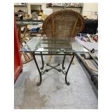 Glass Topped Metal End Table 26"x26"x21"