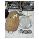 Wood Serving Tray - Glass Holiday Plates