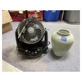 Hunter Table Fan & Green Glass Vase