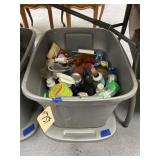 Assorted Cleaning Supplies in Plastic Bin w/lid
